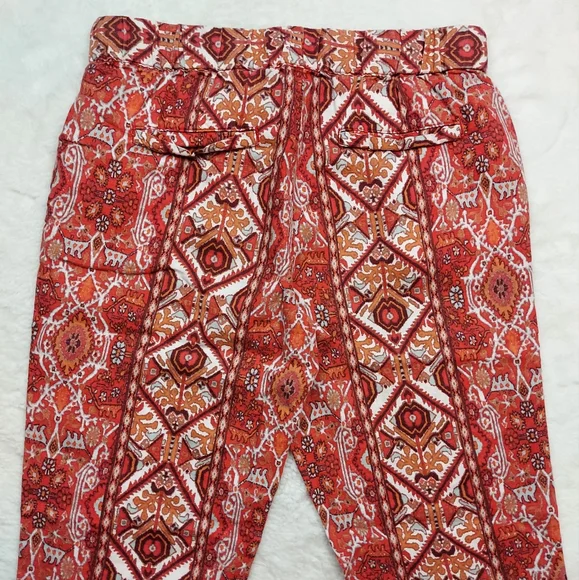 Rachel Zoe Multicolor Boho Linen Crop High Rise Pull On Pants Size S - Picture 10 of 11
